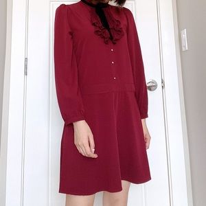Ruffle collar one piece dress